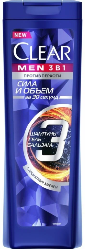 CLEAR NUTRIUM шампунь-гель д/душа муж. 3в1 сила и объем 400мл